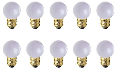 Amarcords - 10 glödlampor Led vattentät utomhus, 2700K varmt ljus, VIT glas globetta typ, E27, 1W