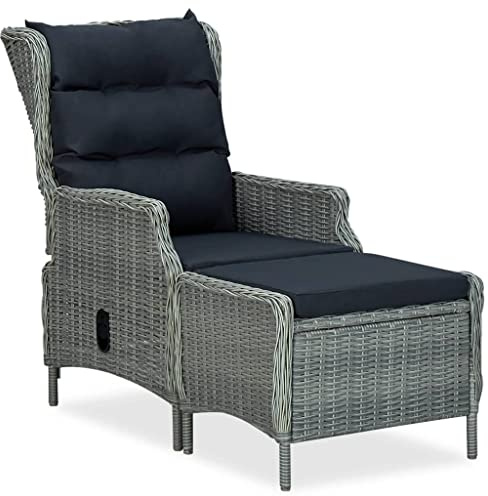 vidaXL Fauteuil inclinable de jardin avec repose-pieds en rotin PE gris clair