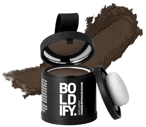 BOLDIFY Retocador de raíces en polvo – Cubre Canas Mujer y Hombre 24 Horas – Maquillaje Capilar Resistente al agua, No Mancha 10g (Castaño medio)