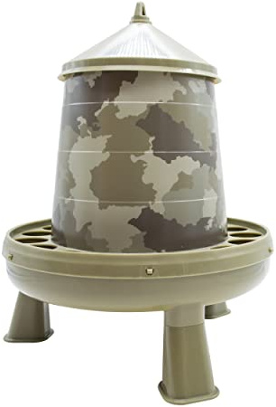 FINCA CASAREJO – Comedero con Patas para Gallinas y Otras Aves – Capacidad de 4 kg – Tolva en Colores Tipo Camuflaje – Alimento Siempre Limpio