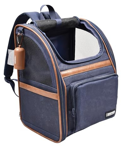 JESPET & GOOPAWS Pet Carrier Backpack for Dogs and Cats, Collapsible with Breathable Mesh Dog Backpack, for Hiking Travel Camping Outdoor Hold Pets Up to 25 Lbs (Navy Blue)