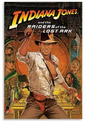 Indiana Jones Raiders of The Lost Ark Póster de la película para dormitorio, lienzo estético para decoración de pared, 16 x 24 pulgadas (40 x 60 cm)