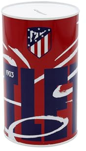 CyP Brands Atlético de Madrid- Salvadanaio in metallo, Sigillato, Salvadanaio grande, Colore rosso, Prodotto ufficiale