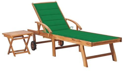 Rantry Sun Lounger with Table and Cushion in Solid Teak, Furniture Decor Sunbeds, Sofa Bed Furniture, Garden Lounger, Pool Lounger, Garden Sun Lounger C1