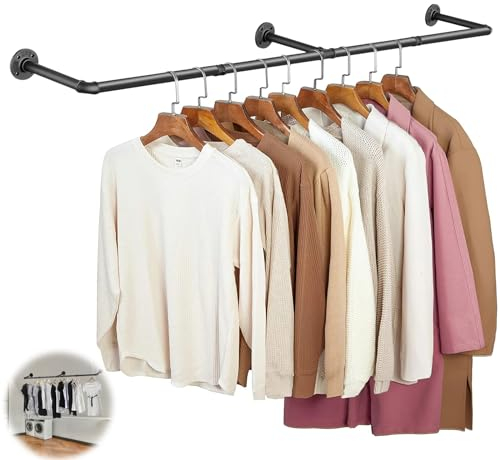 Kasanni Kleiderstange Wandmontage 184 Cm Garderobenstange Kleiderstange Schwarz Abnehmbares Metall Kleiderstange Wand Kommt Mit 3 Basen Zum AufhäNgen Von Kleidung Sparen Sie Platz Im Schlafzimmer