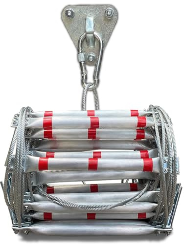 Escalera De Cuerda De Emergencia Multifuncional De Aleación De Aluminio, Escalera De Incendio Portátil Reutilizable Para Exteriores, Escalera De Cuerda De Alambre Resistente A Las Llama(Size:10m/32ft)