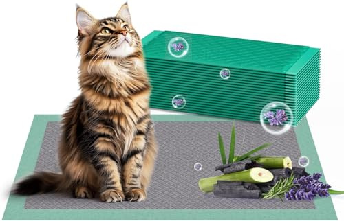 Gardner Pet Recambios de Alfombrillas Higiénicas para Areneros de Gatos, 43x29cm – Ultra Absorbentes,Impermeables, Control de Olores Carbón Activado, Verde-Lavanda - 40 Unidades
