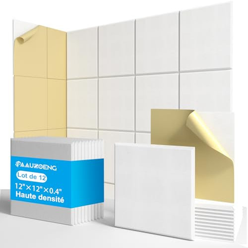 Panneaux Acoustiques Autoadhésifs 30x30cm • 12 Premium Panneaux Anti-Bruit 9mm • Kit Complet pour Studio Podcast/Home Cinéma/Salle de Streaming • Absorption Acoustique Immédiate (1,08m²)