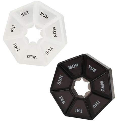 2 Pz Portapillole Settimanale, Portapillole Giornaliero Tascabile 7 Giorni, Contenitore Settimanale per Pillole con 7 Scomparti, Dispenser di Organizzatore per Pillole Medicinali Vitamine (Capovolgi)