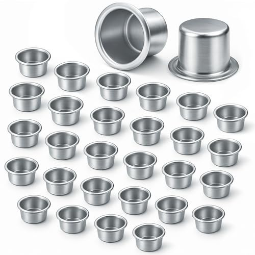 Bellanova 30 Insertos Portavelas Aluminio Ø22,3 × 19 mm Plateado | Pequeños Soportes para Velas, Manualidades, Navidad y Decoración de Mesa