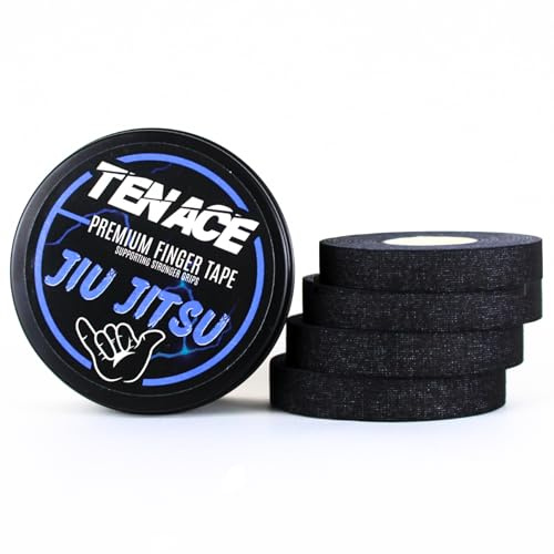 Tenace Tape para BJJ Jiu Jitsu - Cintas para Dedos Entrenamiento de MMA y Grappling – Protección y Soporte para Dedos (4, Negro, 0,75cm x 10m)
