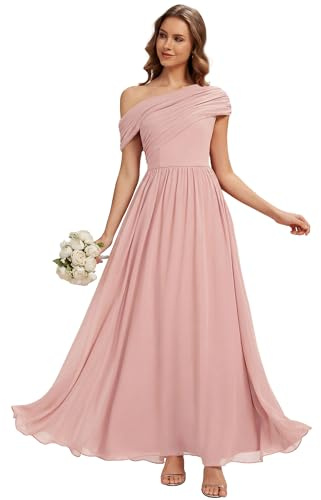Ever-Pretty Robe Demoiselle d'honneur Une Épaule Chiffon Longue Fluide pour Mariage Soirée ES02706