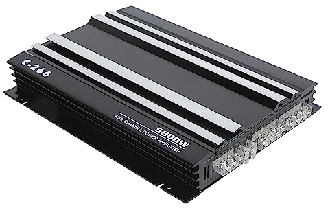 Rengue Amplificatore per Auto 5800W 12V, Amplificatore Audio Stereo HiFi Ad Alta con Uscita Subwoofer, Efficiente Dissipazione del Calore, Materiale in Lega di Alluminio per
