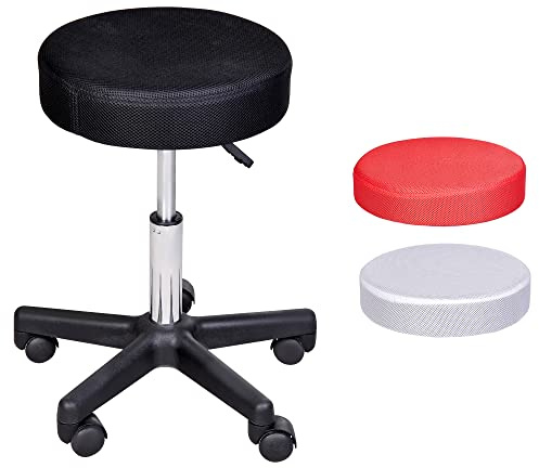 HOMCOM Tabouret Massage a roulettes reglable en Hauteur pivotant avec Trois Couleurs de Housse de Protection