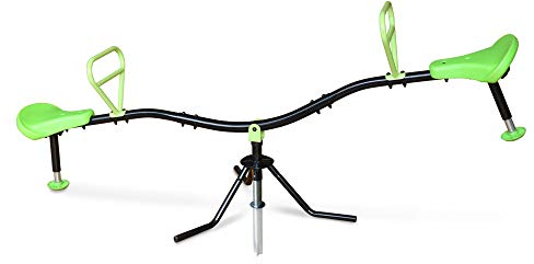 EXIT TOYS Spinner Rotierende Stahlwippe - Wippe für Kleinkinder und Kinder - Drehbare Wippe für Draußen im Garten - 193x60x73cm - Grün/Schwarz