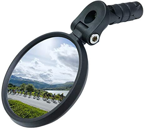 Bar End Bike Mirror [Upgraded Version] Scratch Resistant Glass Lens,HD,Safe Rearview Mirror (Blue) ME-001B