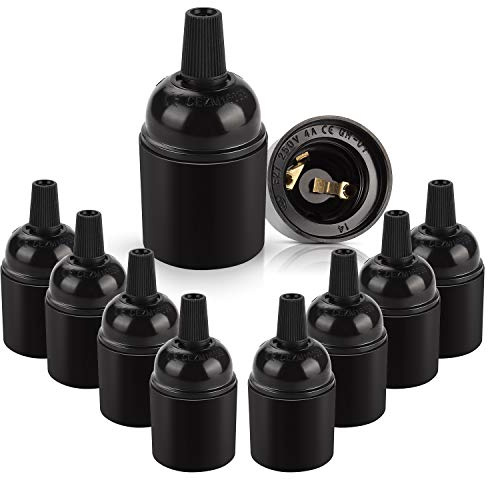 DiCUNO E27 douille Vintage noir, Edison retro suspension lampe, Support de lampe solide bakélite adaptateur, Parfait pour décoration, industrie et DIY, Lot de 10