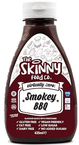 Skinny Food Co Smokey BBQ Skinny Sauce 425ml - Virtually Zero Calorie BBQ Sauce - Vegan & Keto-Friendly - Sugar Free Barbecue Sauce - Gluten Free