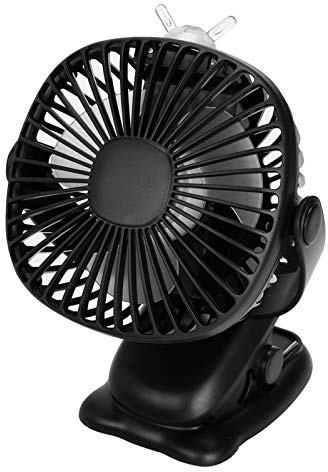 Venforze 6000mAh Rechargeable Clip on Fan - Mini Personal Desktop Cooling With 4 Speed 360° Rotation for Baby Stroller, Pushchairs, Offices (Black)