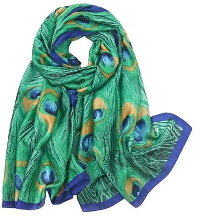 KAVINGKALY Bufanda de Seda Ligera Grande para Mujer Mantones Largos con Cuello Floral para Regalo de Dama