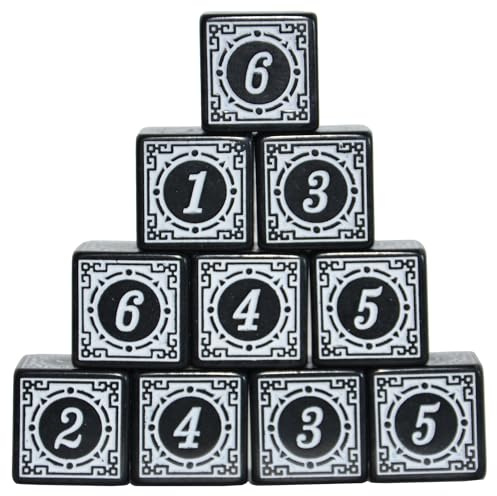 SmartDealsPro 10-pack D6 sex sidor 16 mm tärningsform för DND MTG PRG Wow bordsspel matematikundervisning ... (vit bokstav)