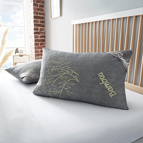 GC GAVENO CAVAILIA Luxury Bamboo Pillows Comfy Cozy Memory Foam Pillow, Deep Orthopedic Pillow, Prime Soft Bed Pillows, Fluffy Neck Support Pillow, 75x45 Cm, Grey