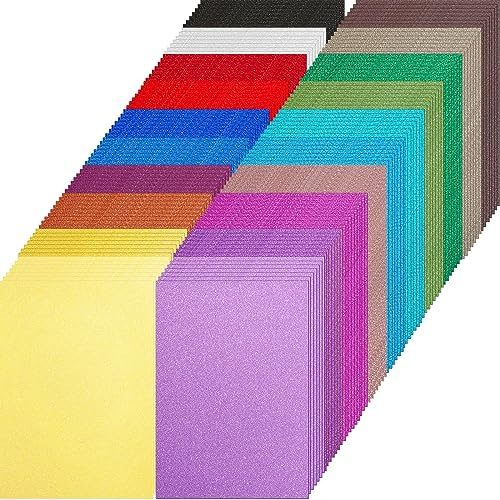 Zhanmai 160 Sheets Glitter Cardstock 20 Color Thick Glitter Paper Back to School Supplies for Craft Colored Cardstock Stock for DIY Crafts Scrapbooking Gift Wrapping Party Decor 8.5 x 11 Inch 250 Gsm