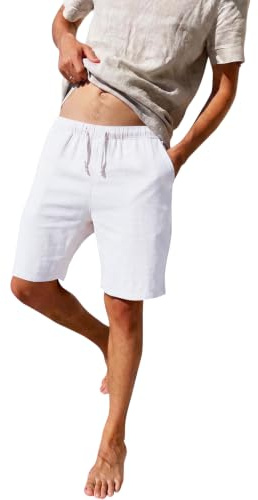 Zetieny Short Lin Homme Bermudas Shorts Été Casual Pantalons Courts avec Élastique Chino Shorts de Plage avec Poches