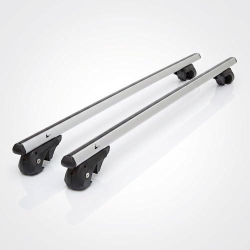 Dachgepäckträger Auto - Dachträger Universal VDP-R-004 | Auto Dachträger offene Reling | Dachträger für Reling abschließbar | Aluminium Grundträger Dachreling bis 90kg - 135 cm Länge
