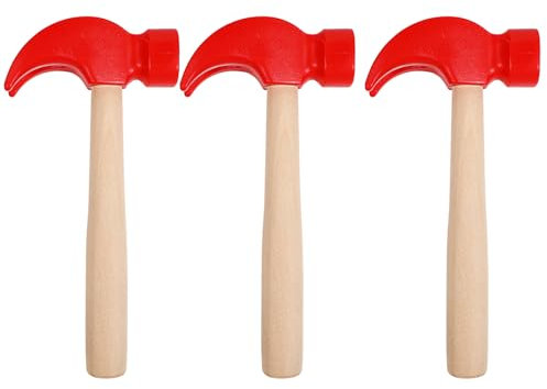 Toyvian Wooden Hammer Toy 3 Pcs Red Mallets Lightweight Child Friendly Wood Hammer for Kids Preschool Toy for Fine Motor Skill Development