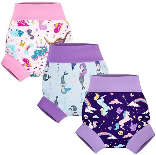 FLYISH DIRECT Baby Riutilizzabile Pannolino da Nuoto, Baby Swimming Nappy, costumi da bagno impermeabili per neonati, 3 pcs, L