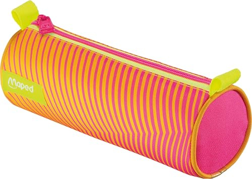 Maped - Neon Fluo Tube-fodral - 22,5 cm x 7,5 cm - robust stängning - neonneondesign - trendiga färger - praktiskt format för alla skoltillbehör