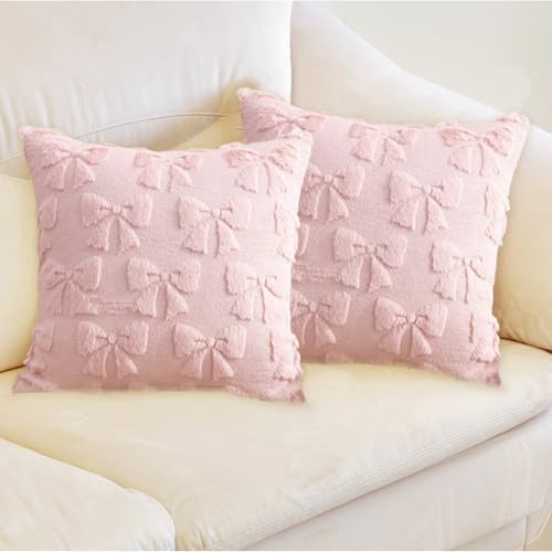 YALiya Soffkuddar 45 x 45 cm, 2 stycken 3D-rosett dekorativt kuddfodral, lämplig för heminredning - vardagsrum - soffa - sovrum - trädgård, mors dagspresenter
