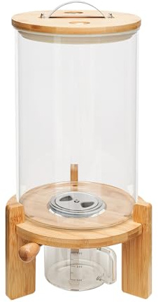 ATIVLB Dispensador de cereales para cereales, recipiente de cristal transparente, con vaso medidor, tapa, para arroz, harina, nueces, granos de café, dulces, cereales