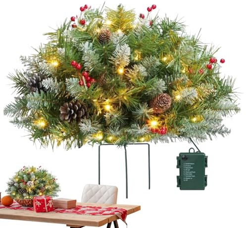 Christmas planter filling Outdoor | Illuminated artificial christmas urn filler with tripod interest | Home Decoration for yard garden flower beds store store displays