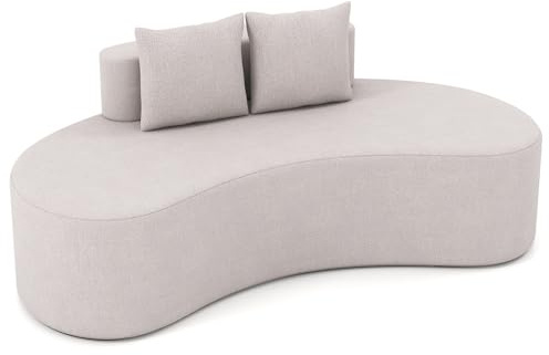 COSTWAY Divano Imbottito Curvo, Divano a Pavimento con 2 Cuscini Accoglienti, Schienale Basso e Seduta in Spugna, Fondo Antiscivolo, Moderno, 199 x 97 x 68 cm (Grigio)