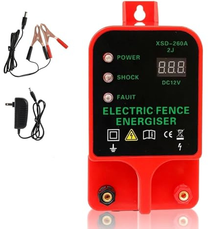 Electric Fence Energiser 3.5 Joules 6.2 Miles,Input 12V Output 8 KV or 12KV Multi-Power Electric Fence Charger Electric Fence Charger High Voltage Pulse Controller for Livestock,Large Animals,Horse