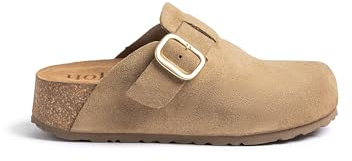 Yokono Zueco Plataforma WIWI-264 Color MARRÓN Claro | Calzado hecho en España para Mujer, fabricado en Piel vacuna, Altura de tacón 4 CM, hebilla Primavera-Verano