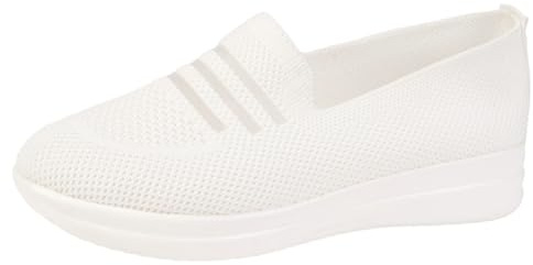 Generisch Ballerines confortables en tissu tricoté pour femme - Mocassins d'été larges - Chaussures basses légères et respirantes à enfiler - Chaussures de loisirs pour la vie quotidienne, le travail