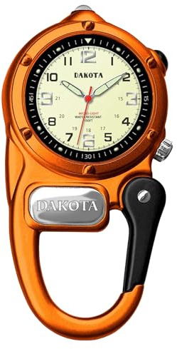Dakota Mini Clip Microlight, Quality Pocket and Fob Watch, Premium Durability Outdoor Gifts for Men and Women, Use for Fishing Hunting, and More, LED Flashlight, Clip on Watch
