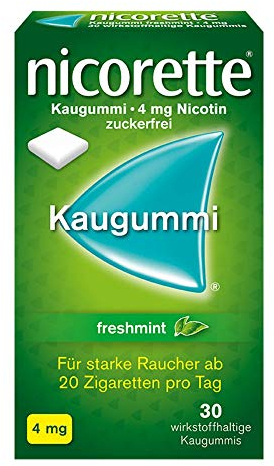 Nicorette 4 mg Nikotinkaugummi freshmint für Raucher zum Aufhören, zuckerfrei, 30 Stück