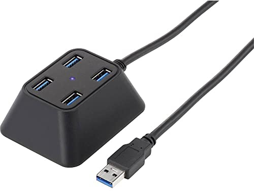 Renkforce Desktop 4 Port USB 3.2 Gen 1-Hub (USB 3.0) mit Status-LEDs Schwarz, 1295719