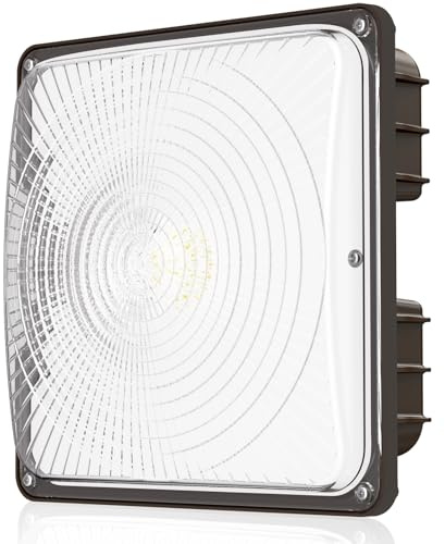 CINOTON 40W LED Canopy Lights UL Listed, 120-277V Commercial Canopy Lights Outdoor IP65 Waterproof, 5600LM for Gas Station Garage Warehouse Shop Carport Industrial, 9.5x9.5 5000K Daylight 1 Pack
