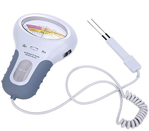 Portable Water Quality Tester pH Tester, Chlorine Level Meter, Large Screen Display, Water Quality Analyzer Measurement Meter with Probe for Swimming Pool/Spa Water