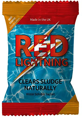 Red Lighting - Sludge Buster Pond Treatment - Pond Cleaner Treatment For Crystal Clear Pond Water - Harmless Biological Cleaner - Algae Remover For Water Features & Ponds - Treats 45,000 litres - 400g