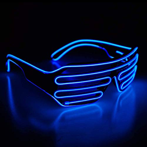 Golden Beads Neon El Wire LED Light Up led glasses with Shutter Standard Control Box Funny Amazing Cool Glasses Eyeglasses Eyewear for Christmas Halloween Wild Party,Dance Ball,Crazy Parties, Raves