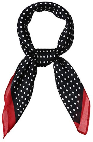 sourcing map 70cm Polka Dots Square Scarf Neck Scarves Kerchief Neckerchief Headband for Women Red Black 70 * 70cm/ 27.56 * 27.56 inches(L*W)