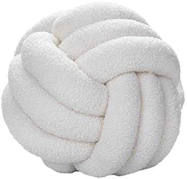 YT-KOKE Sherpa Fleece Round Knot Ball Pillow, Cuscino Decorativo Nodo per Divano Letto Sedia Pavimento, Cuscino Decorativo, Cuscino Rotondo per Amiche Che Giocano Fotografia (Beige,28cm)