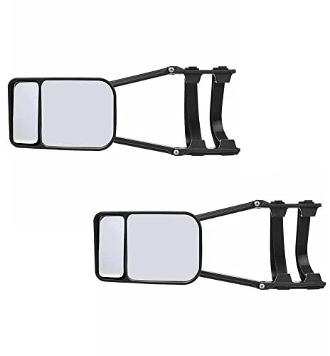 Baceyong Pair Caravan Towing Mirror Caravan Mirrors for Cars Adjustable Wing Mirror Extensions for Caravan with Clamps & Rubber Straps for Motorhome RV Vans 2Pcs