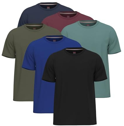 SoftSpun Men's Cotton T-Shirts Multipack - Pack6 [Dark Collection] - 6 Count - M, XS - Crew Neck, Short Sleeve - Regular Fit - All Seasons - Casual, Work, Gym - Made in the USA